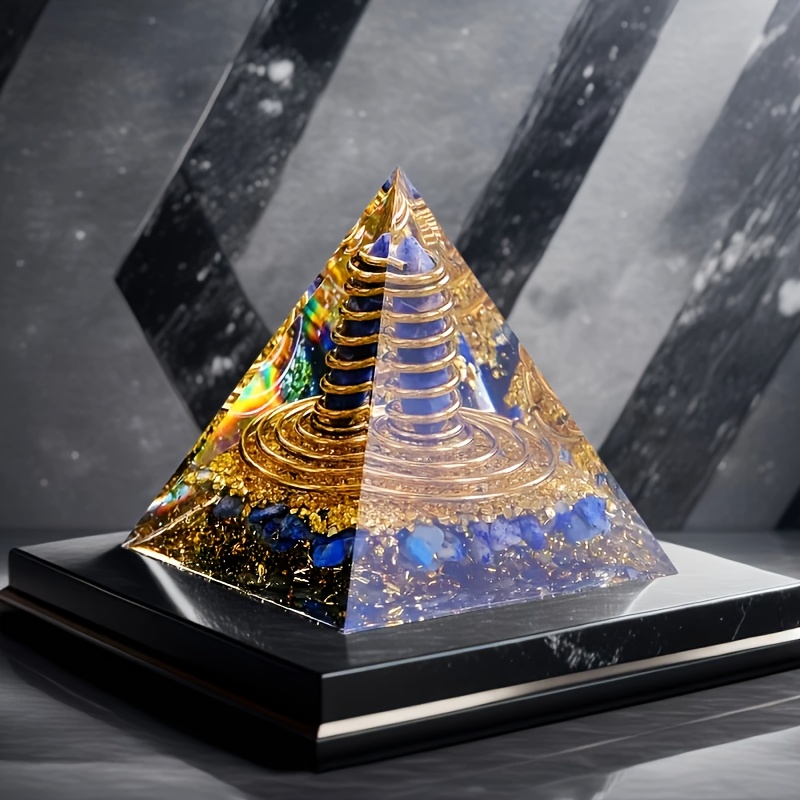 2d Flat, Handmade Pyramid With & Copper - Hexagonal Prism Mineral Decor - /resin Collectible For Home, Desk Display - Elegant Gift Suitable For Holidays, Parties, Weddings