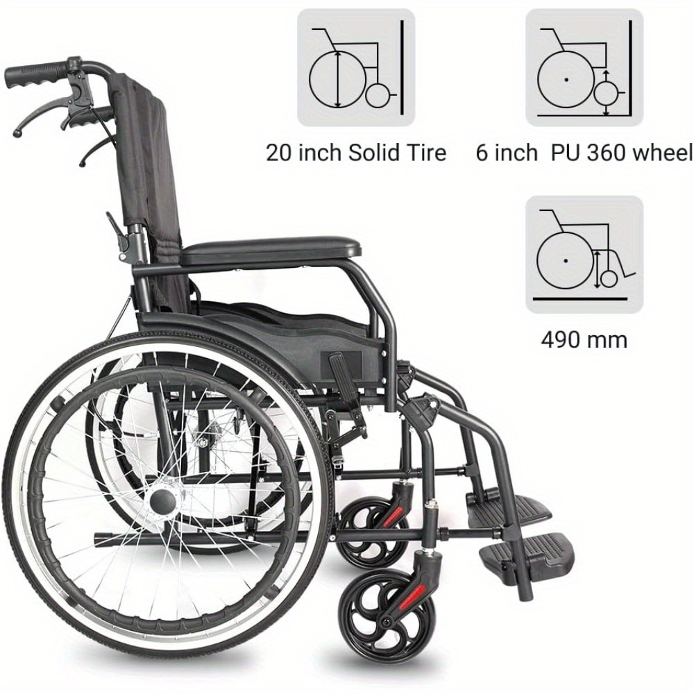 Altus Self-Propelled Wheelchair Folding Lightweight Transport Wheelchair (Black Frame/ )