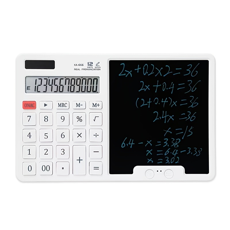 TEMU Office Desktop Calculator - Doodle Whiteboard/solar Battery , 12-digit Large Display, Mechanical Large , Long , For Study, Office, Accounting,