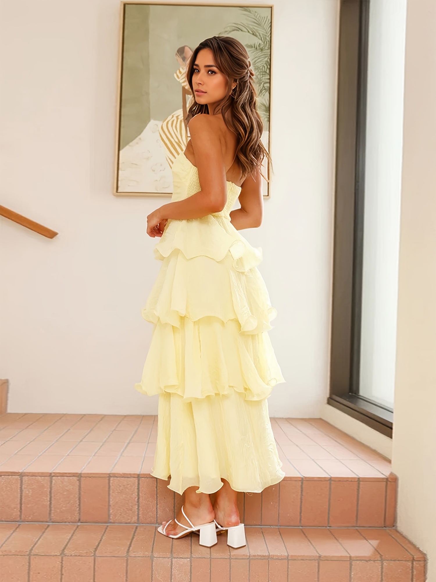 womens elegant sleeveless backless evening dress strapless
