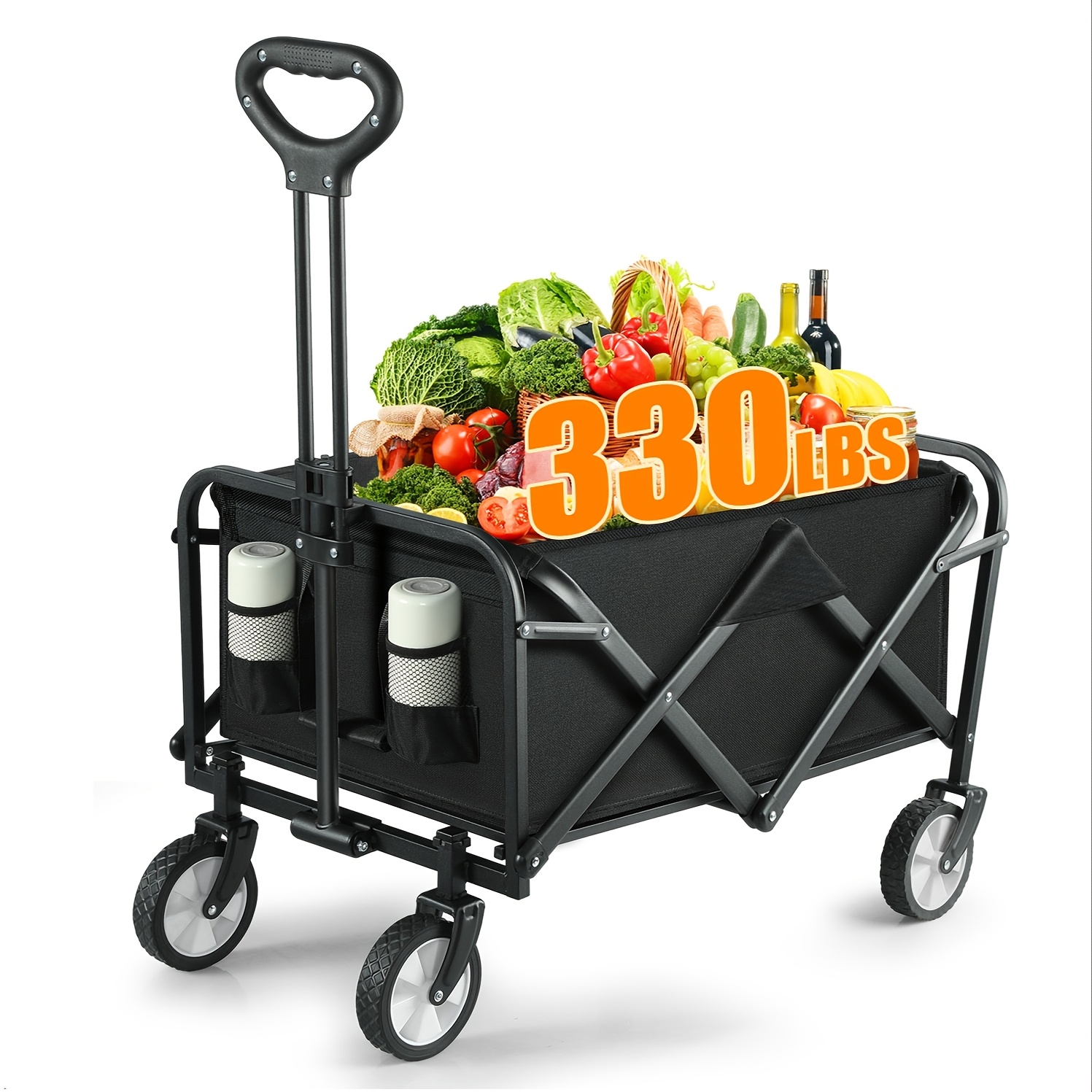 

Collapsible Wagon Cart With Wheels Foldable - Folding Utility Heavy Duty Wagons Carts For Grocery Shopping Camping Wheelbarrows