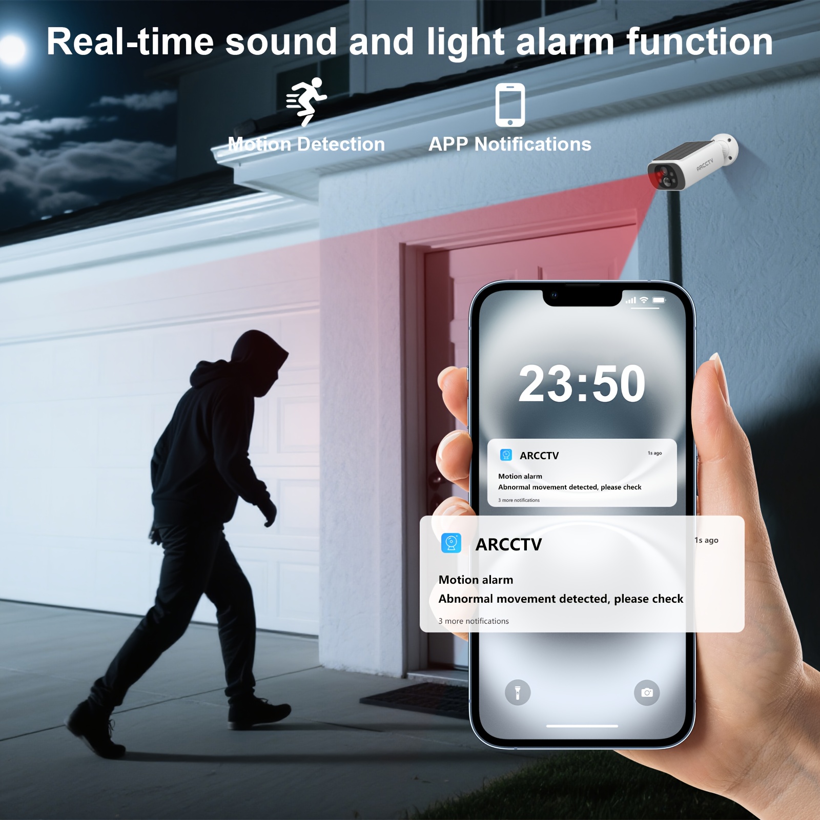 Kit de 4 caméras de sécurité solaires sans fil d'extérieur | 4MP, vision nocturne couleur, détection de mouvement, sans frais mensuels, carte mémoire 64 Go, alimentation par batterie/USB à double usage, fonction Wi-Fi, batterie solaire au lithium - ANRAN