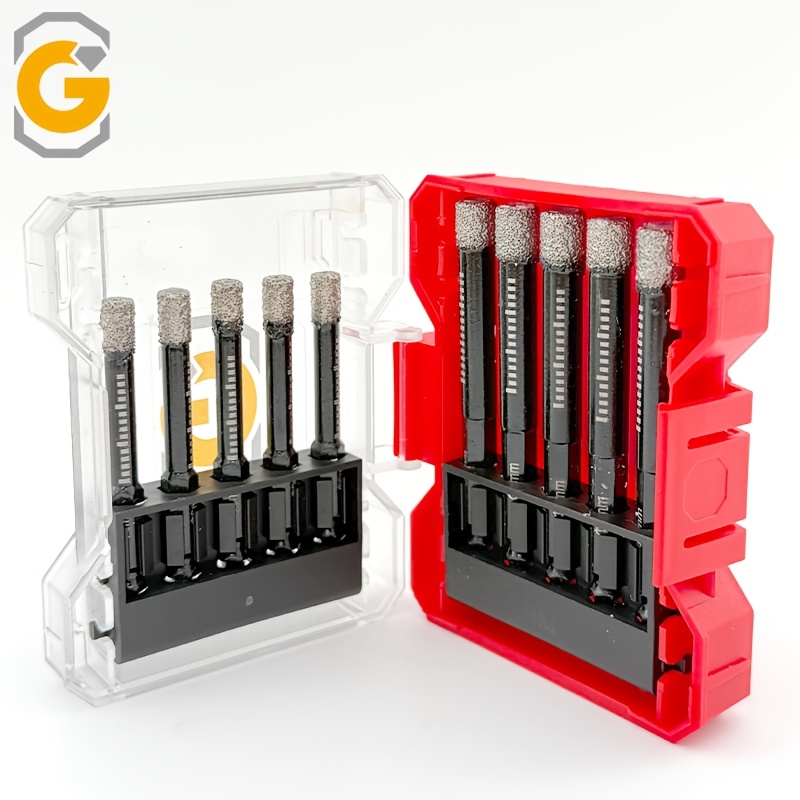5/10pcs Set 6mm/8mm Diamond Brazed Dry Drill Bits - Hexagon Shank Cutter For Granite, Marble, Ceramic Tile & Glass Drilling Perfect For & Professional Use