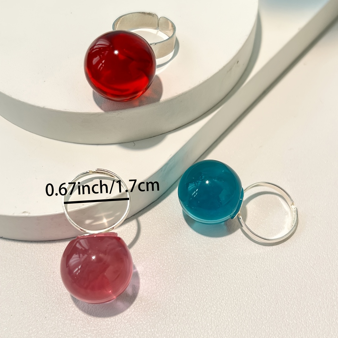 3pc Transparent Resin Rings Set for Women, Minimalist