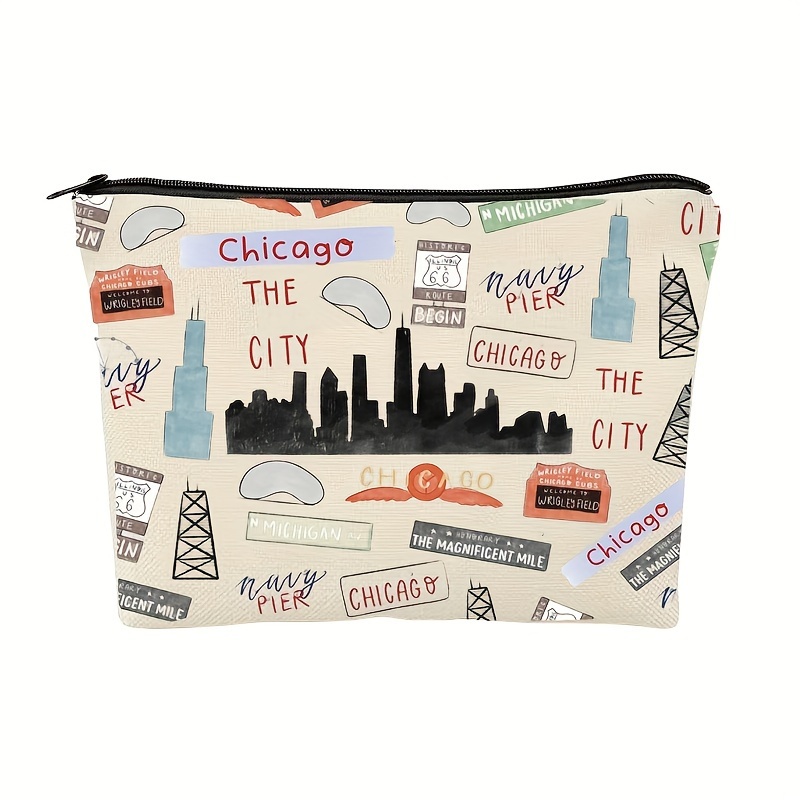 

Chicago Themed Gift, Chicago Skyline Gift, Illinois Souvenir Gift, Chicago Travel Gift Bag, Chicago Girls Trip Makeup Bag