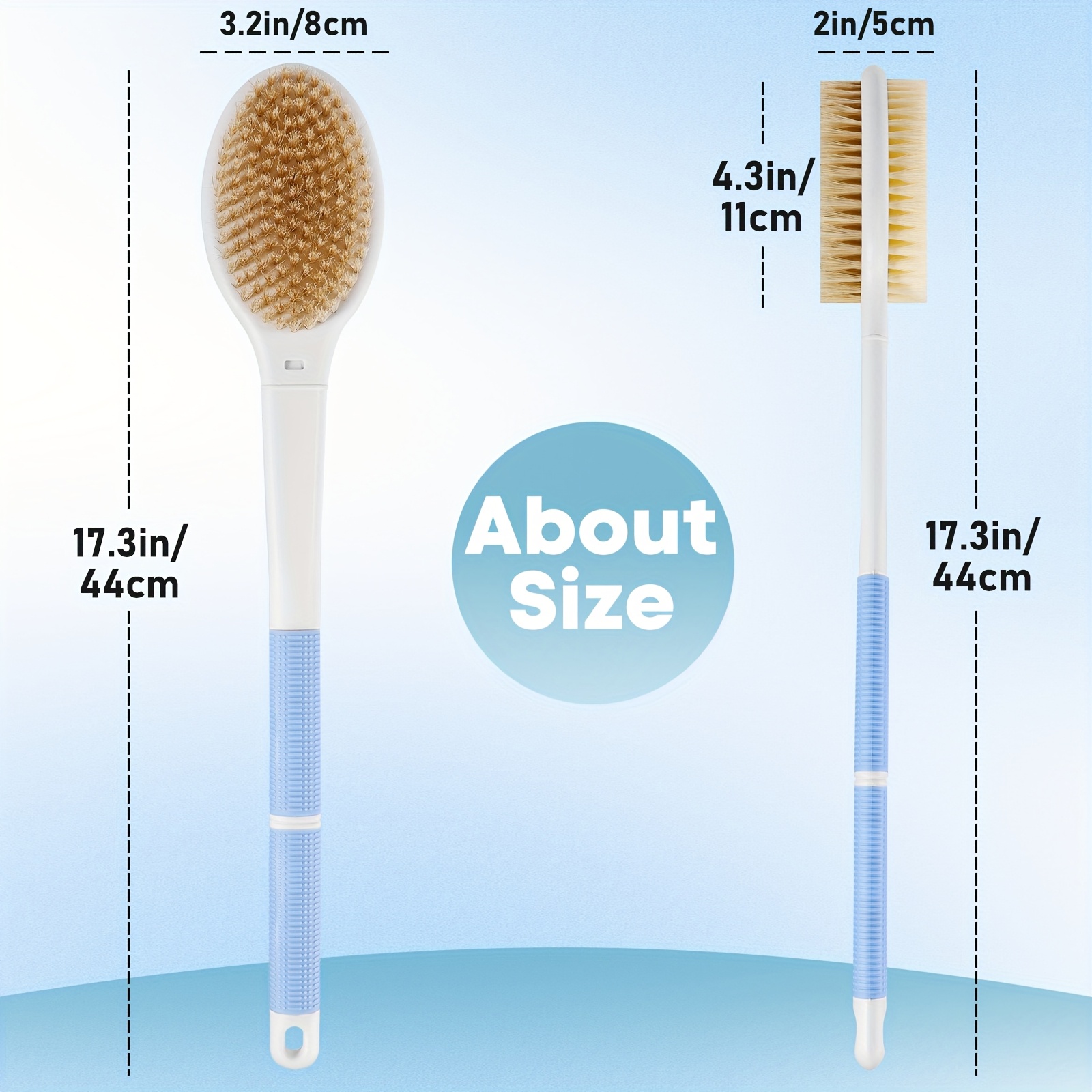 flexible bath brush with non slip handle and hanging rope durable bristles for gentle exfoliation   shower or spa use easy to clean and store shower brush for bod Product details 4