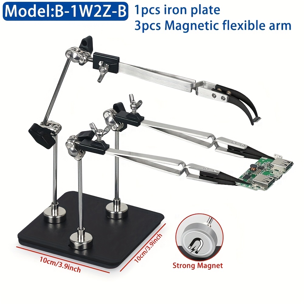 TEMU Professional Magnetic Third Hand Soldering Kit With 360° Rotating Heavy-duty Base, Locking Tweezers & Adjustable - Resistant For Jewelry Making,