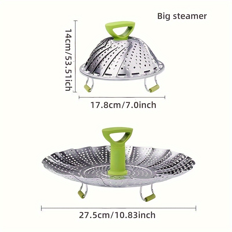 1pc, Universal Steaming Rack, Vegetable Steaming Basket, Stainless Steel Folding Steamer Insert For Cooking Fish Seafood Bread, Kitchen Supplies
