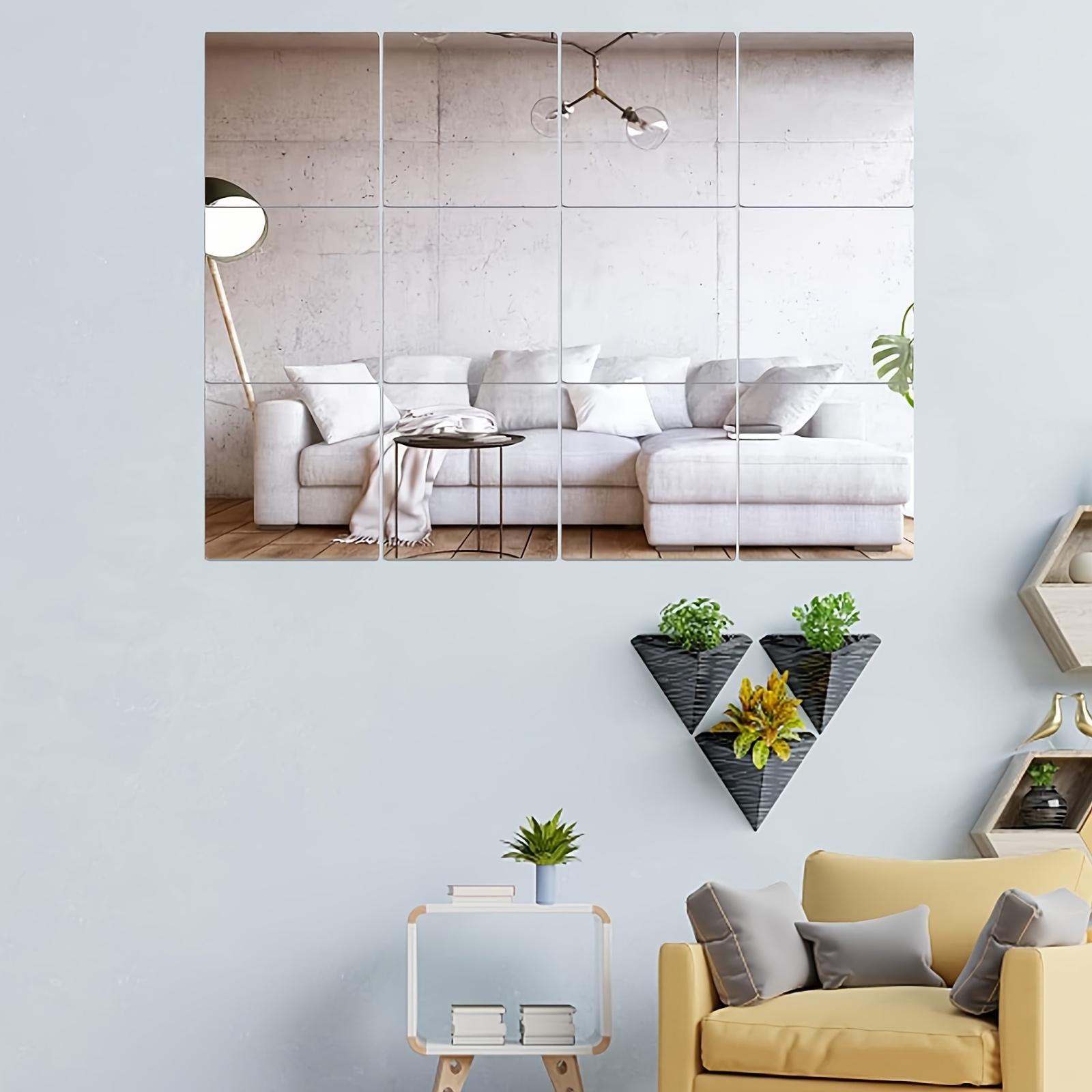 TEMU 12pcs Self-adhesive Mirror Wall Stickers, Pet Non Glass Mirrors Wall Decal With And Stick Design, Ideal For Bedroom Bathroom Home Decor, Inch, Inch