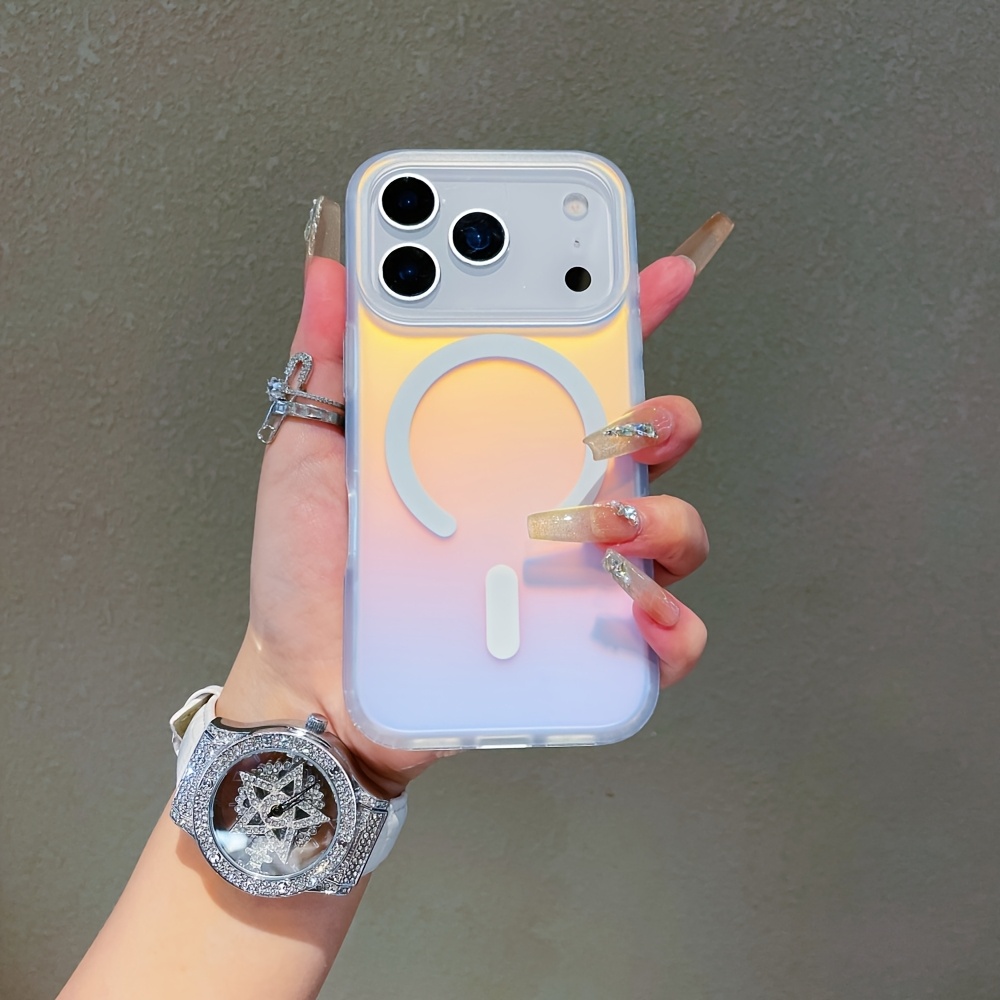 TEMU A Luxurious And Stylish Transparent Magnetic Phone Case With A Laser Chameleon Effect, Compatible With Iphone 17 Pro Max, 17 Pro, 17 Air, 17, 16