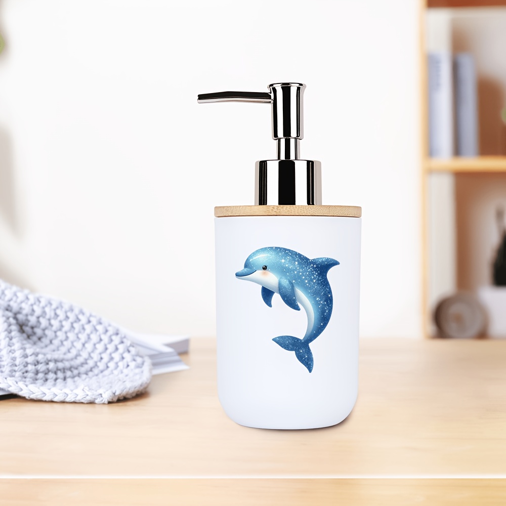 TEMU 1pc Dolphin Soap Dispenser & Toothbrush Cup Holder - Reusable Plastic Suitable For Bath/kitchen, Adhesive-free -mounted (), Parts Inside Cup For