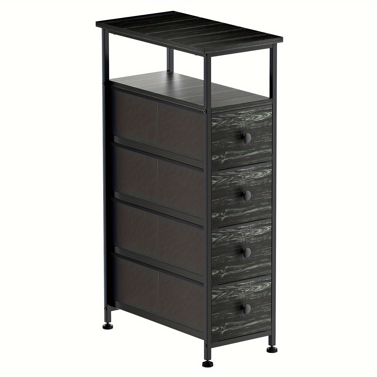 narrow dresser black Narrow Dresser with 4 Fabric Drawers, Brown and Black