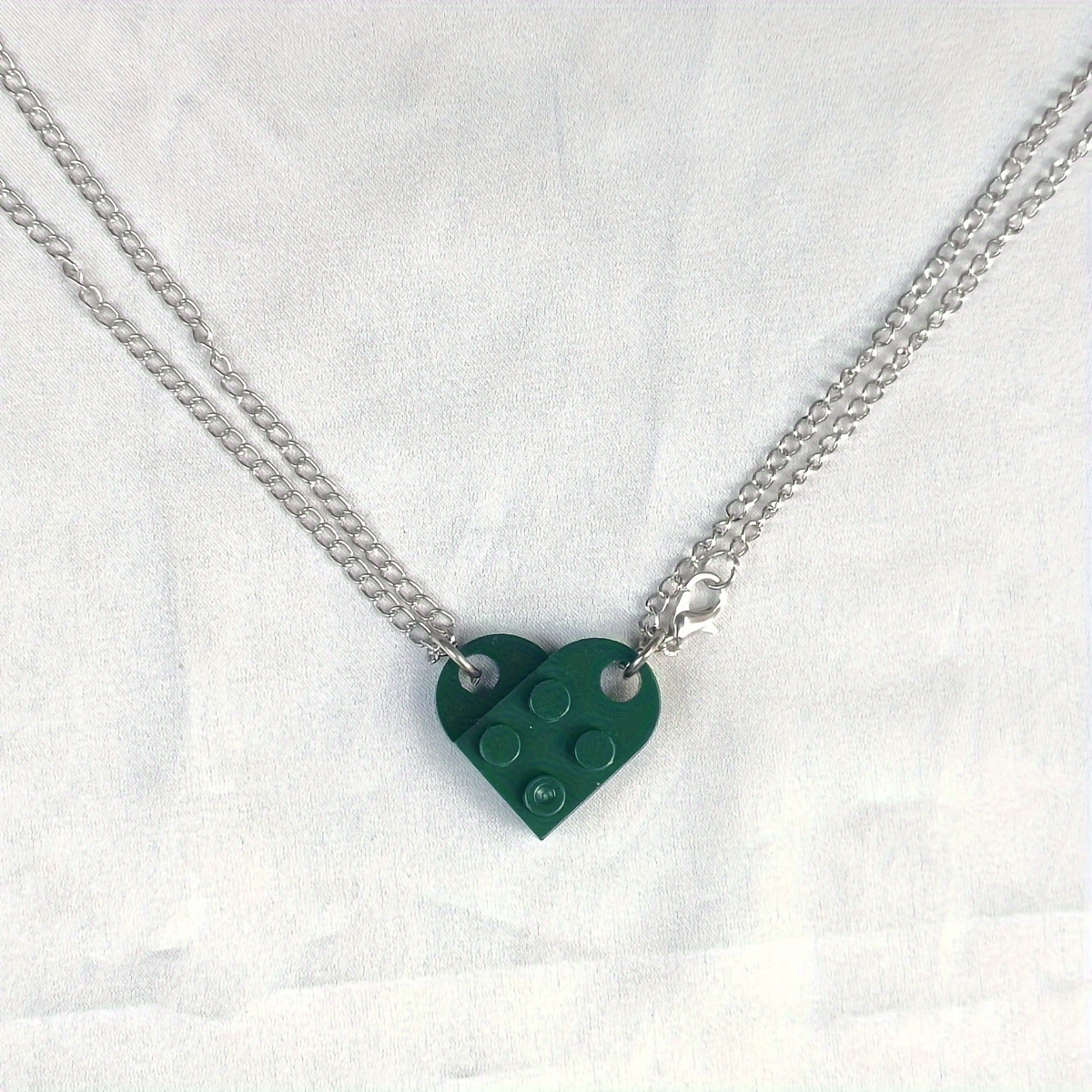 2pcs/set cute love heart brick pendant necklace for couples
