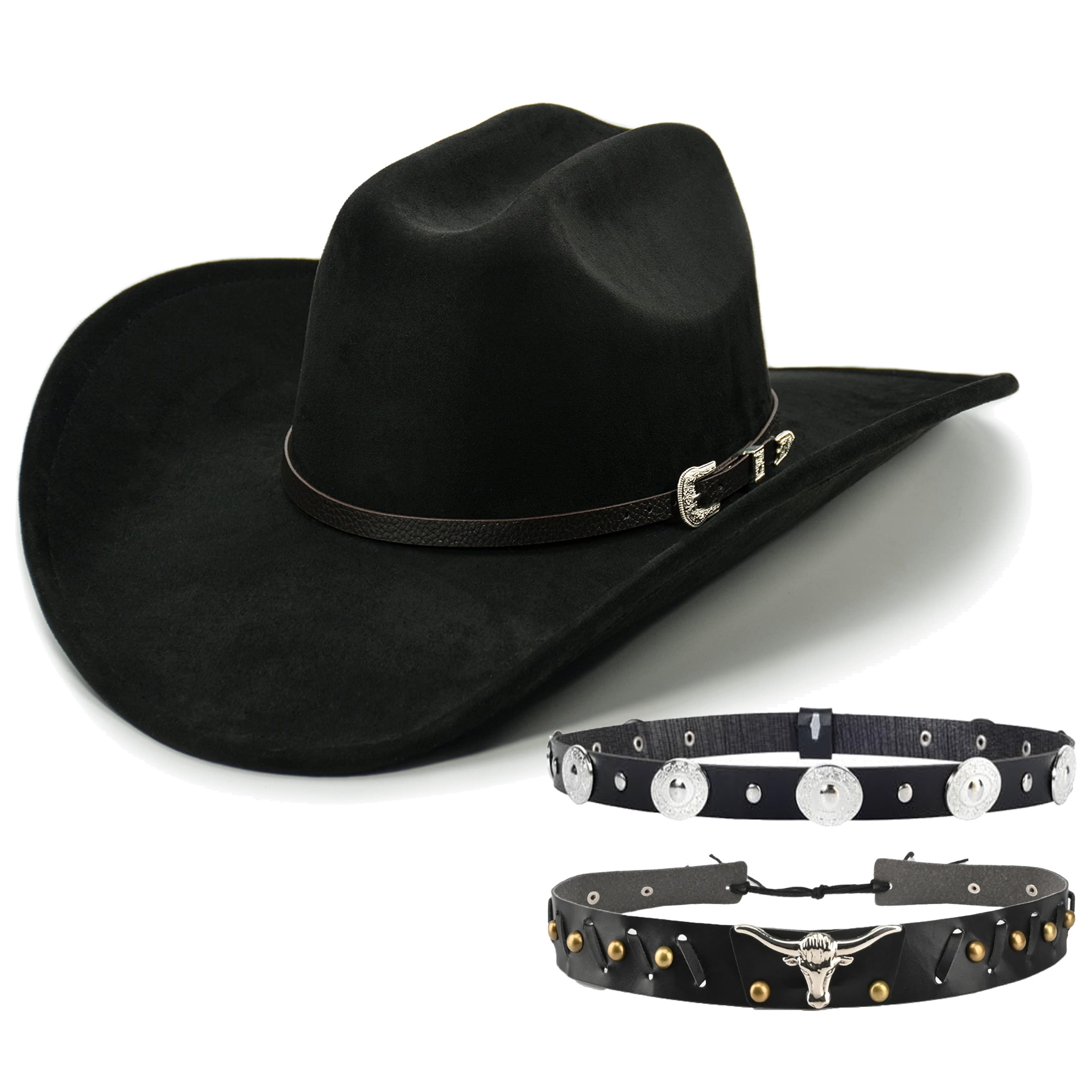 

4pcs Cowboy Hat Set, Unisex Hat Bands, , Washable 100%