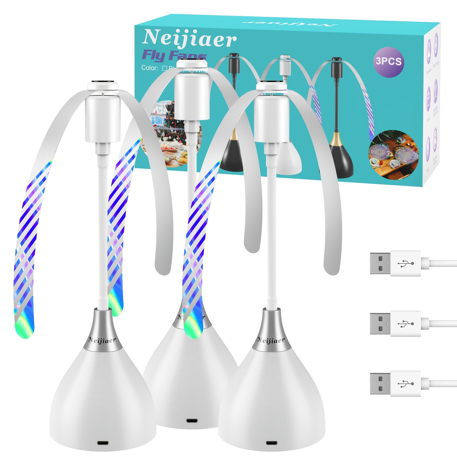 Image of 1/2/3/4 Pack Tabletop Fly Repellent Fan Suitable For Home, Picnic & Bbq, Usb/ Portable Bug Zapper Fan With Soft , Indoor/outdoor Insect Killer For, Parties, For Home Cooling Device (usb/ Operation)