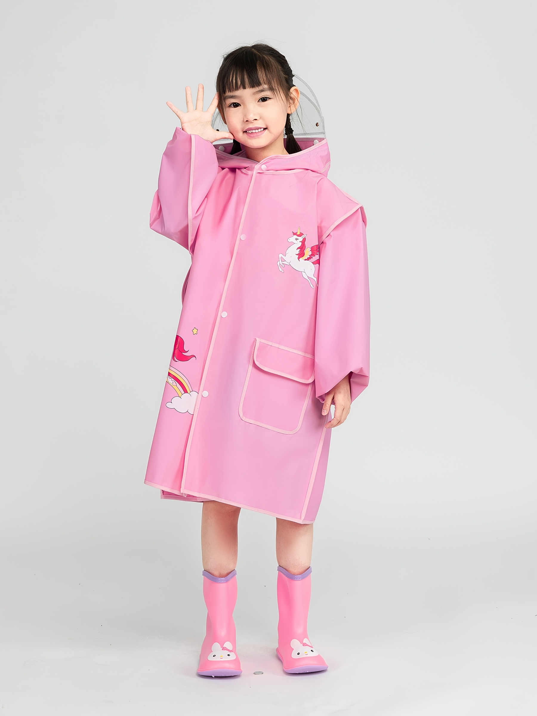 Varsany Tuta Da Pioggia Impermeabile Per Bambina – Rosa Con Nome Personalizzato In Strass, 3-4 Anni - 4
