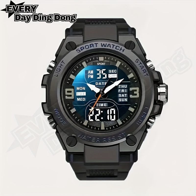 fashion unisex digital sports watch and shockproof pvc band alloy case non rechargeable button battery Product details 5
