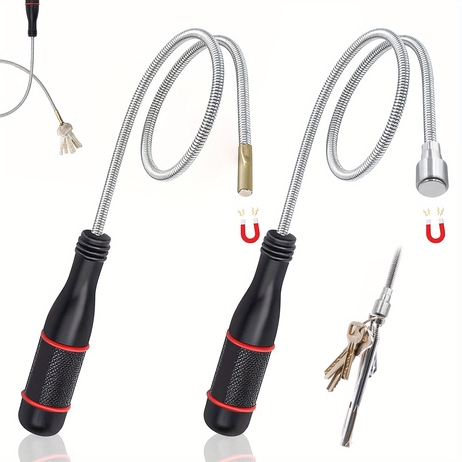 

Magnetic Pick Up Tool Set: 60cm/23in Flexible Magnetic Rods, Extendable Retrievers & Curved For Effortless Recovery Of Small Metal Parts In Tight - Suitable For Car Repair