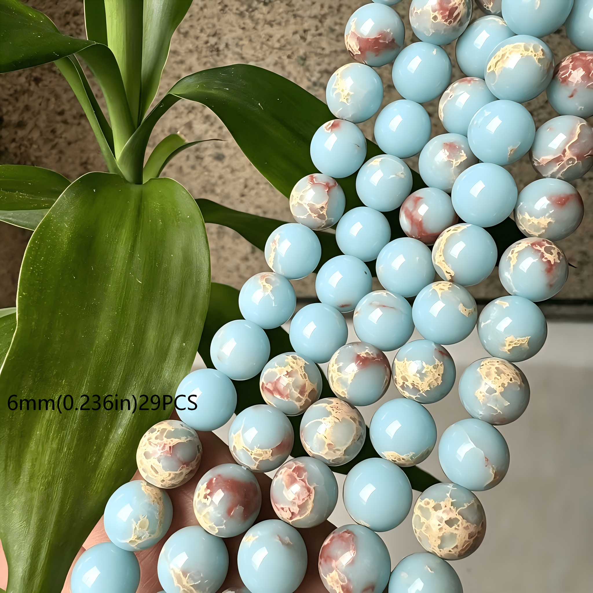TEMU 45/29/23/18 stuks Shoushan/Drakensteen Kralen - IJsblauw, Rood, , Beige Geschikt voor Sieraden Maken DIY, Luxe Glinsterende Shoushan/Drakensteen