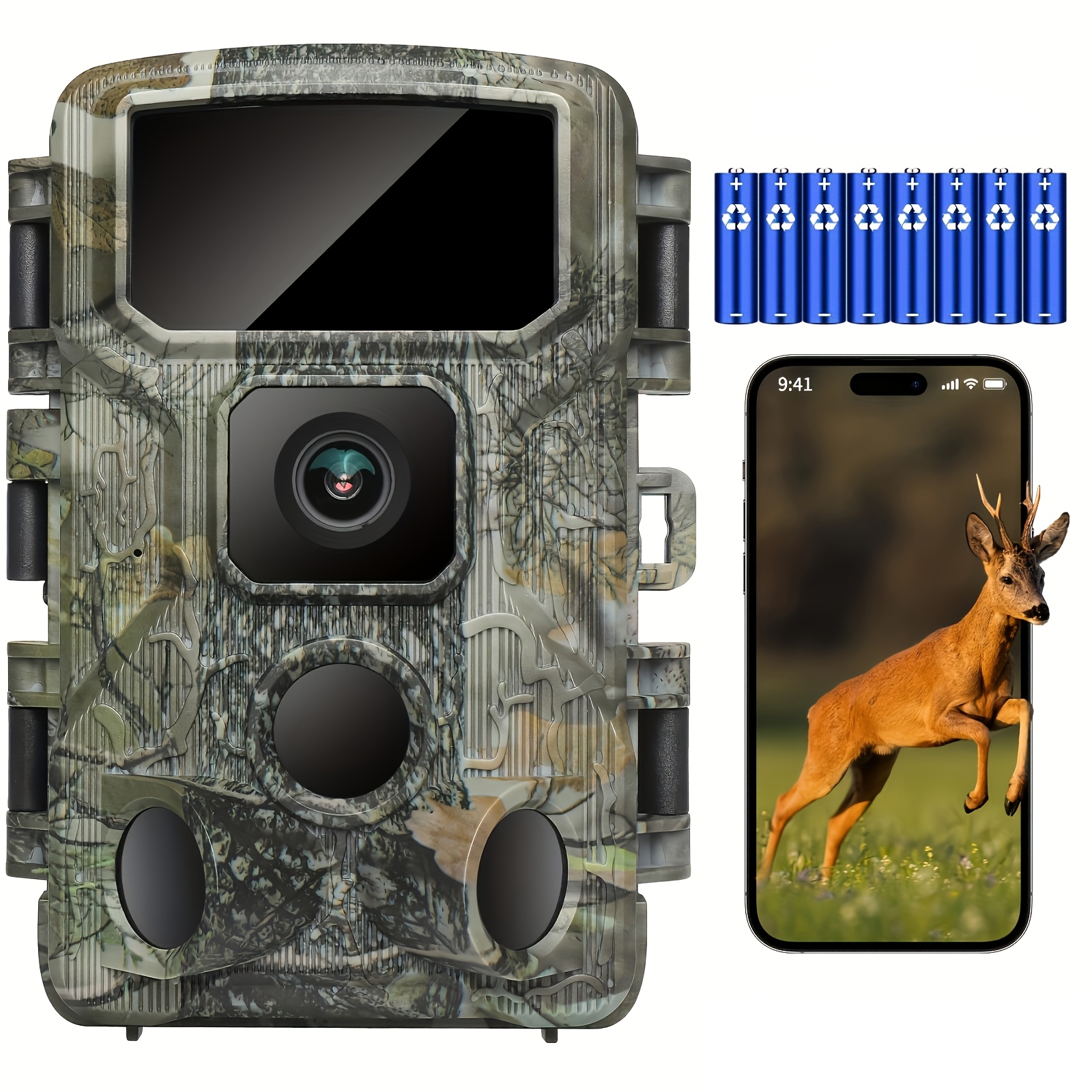 Image of Trail Camera, Wifi Trail Cam 4k Game Camera With Night Vision, Ip"67" Waterproof, 0.05s Trigger Speed And130°wide-angle For Wildlife Monitoring(sd Card Not Included)