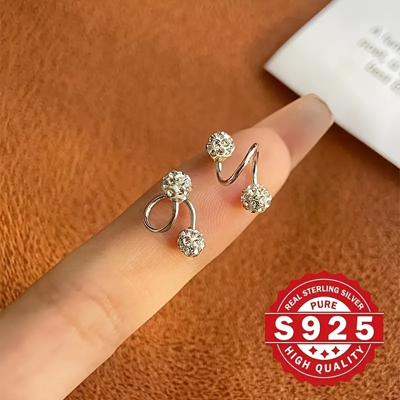 a pair of sparkling spherical earrings with screw   shaped earrings anti allergic suitable for holiday gifts and festive parties very suitable for women to wear Product details 3