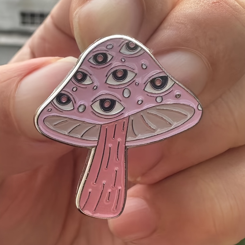 Image of Chic Mushroom Eyes Brooch Pin - Vintage Alloy Fashion Accessory For Backpacks & Clothing, Perfect For Weddings & Casual Attire