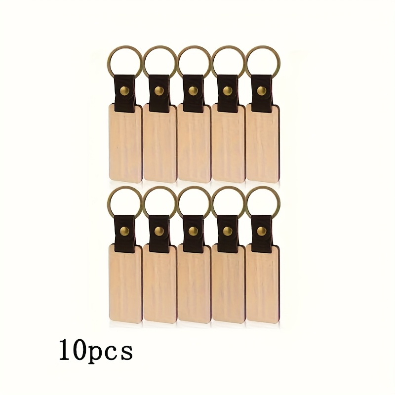 Gift For Her/him 10pcs Wood Keychains - Blank Keychains, Diy Laser Engraved Rectangular Labels, Suitable For Handicraft Making, For Gifts And Decorations, , Suitable For Weddings Christmas Halloween