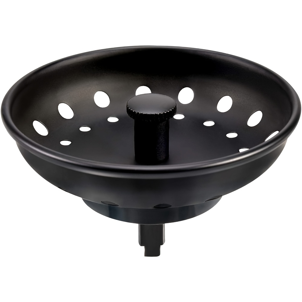 TEMU Sink Basket Filter Drain Plug, Stainless Steel Matte Black Kitchen Sink Filter, Suitable For Universal 3-1/2 Inch Kitchen Sinks, With Anti