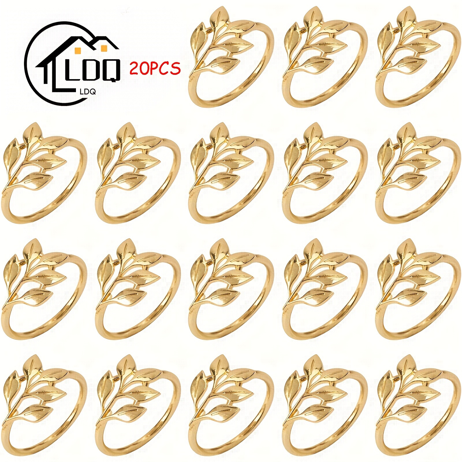 

Ldq 20pcs Golden Reusable Napkin Rings - Smooth , Easy To Clean, , And Versatile - Wedding, Party, , Festival, Dinner Table Decoration, Eid Mubarak And Other Special Occasions