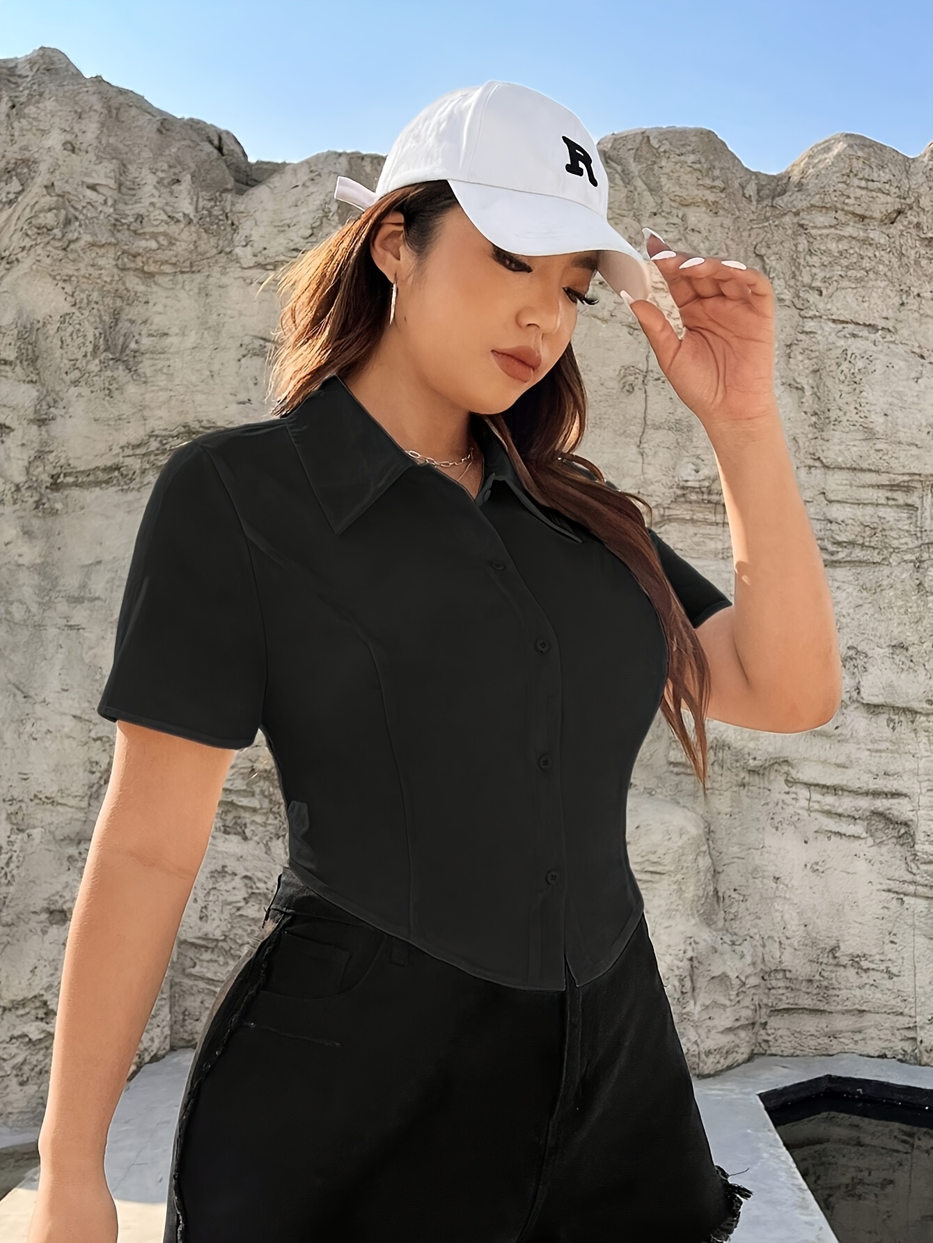 Camisa Negra Mujer Elegante Outfit Blusa Blusa Negra Elegante Para