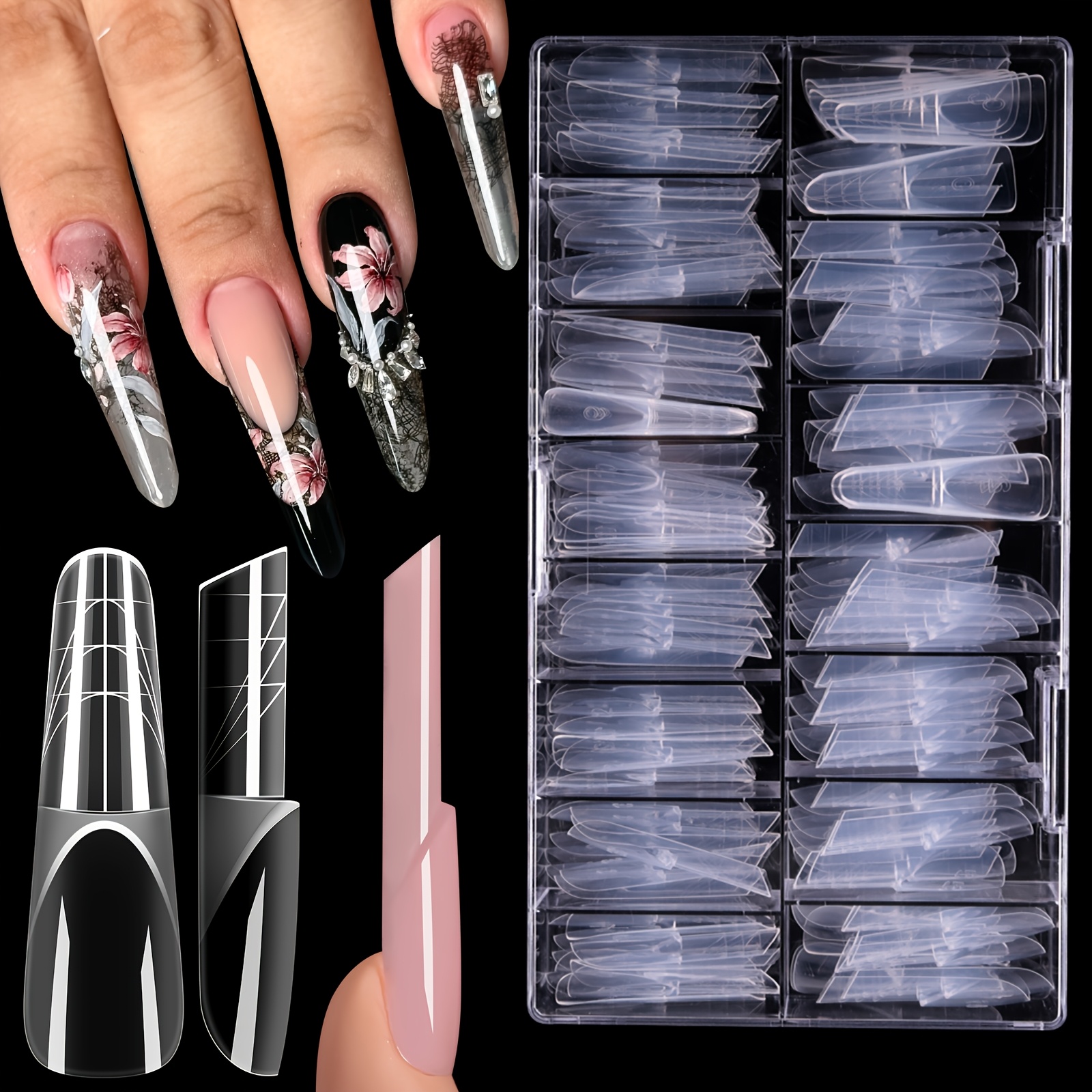 E-shop 150 Stk. CHUNSHU 3D französische Nagelformen, geeignet für Nagelverlängerungen & -verstärkung, wiederverwendbare Doppelformen vorgefertigte