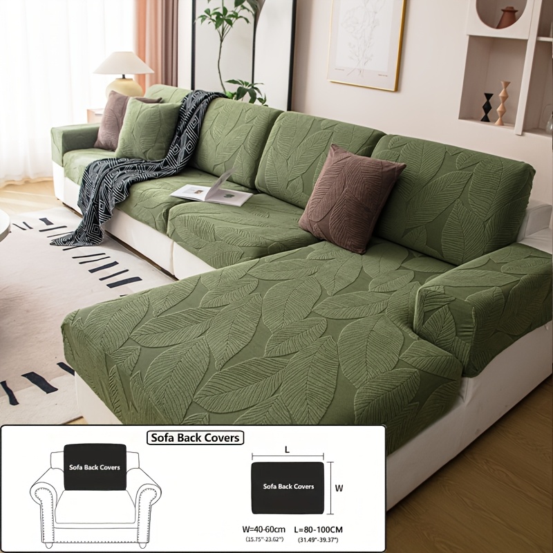 TEMU 1pc Outdoor Olive Green Leaf Jacquard Sofa Cover, Sofa Protector, Breathable And Wear-resistant Fabric, Anti-scratch And Anti-slip. Suitable For