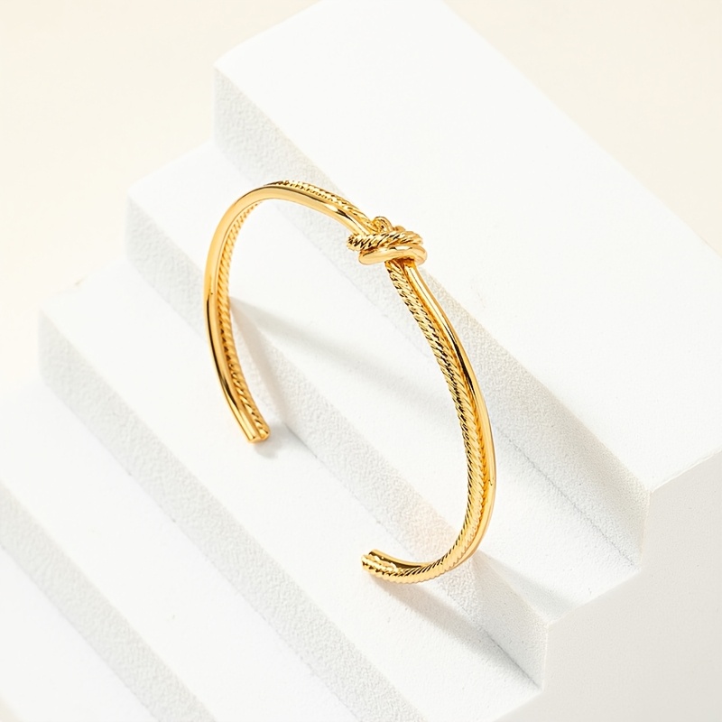 Women's Elegant Twist Double Layer Knot Open Bangle