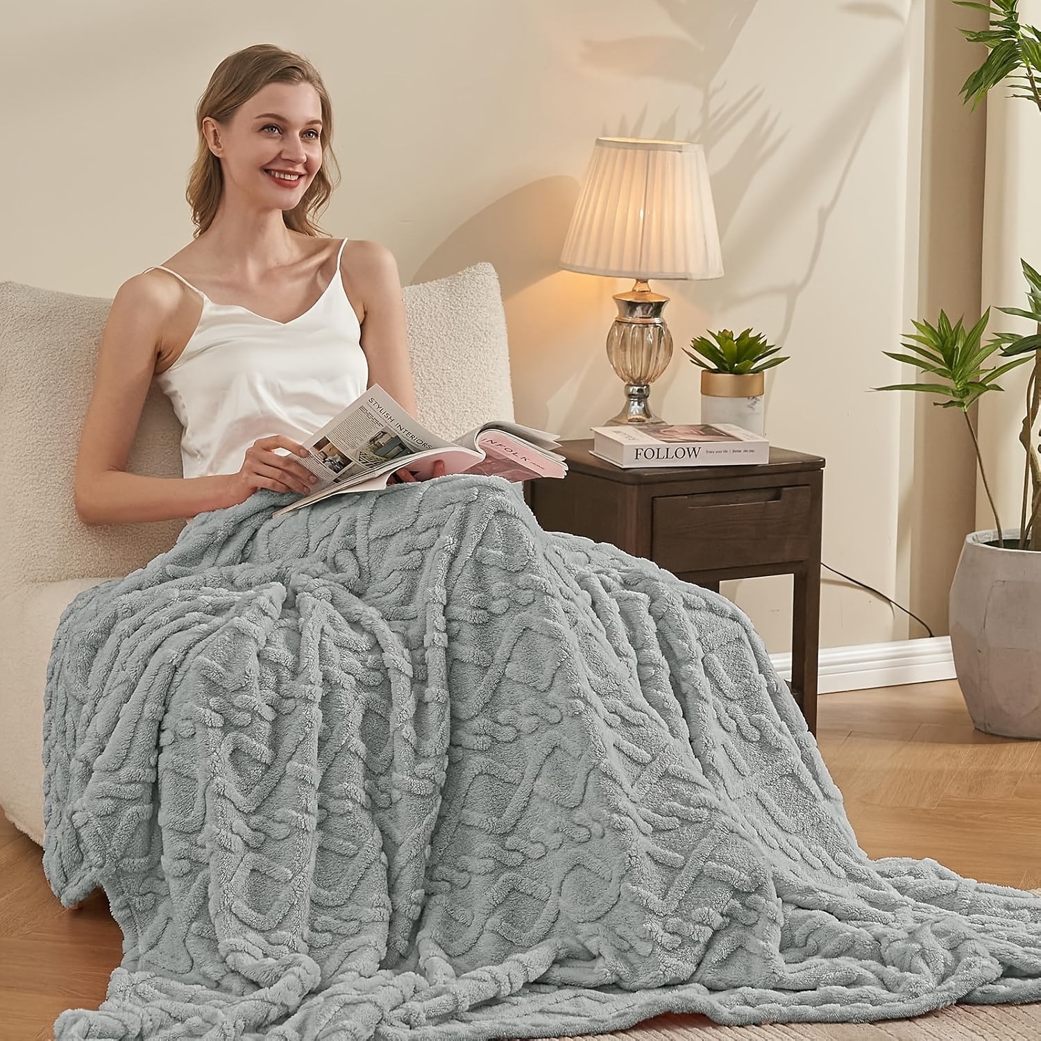 

Lamb Fleece Throw Blanket - Thick, Plush & Warm With 3d Design | Versatile For All | Ideal For Bed, Couch, Travel | Hand Wash Only