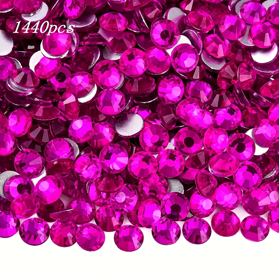 

1440pcs Vibrant Glass Rhinestones, Non-heat Repair Flatback Gems, Round For Diy Crafts, Nail Art, Fashion & Shoe Embellishments (ss6-, 2mm-4.8mm), Rhinestones For Crafts