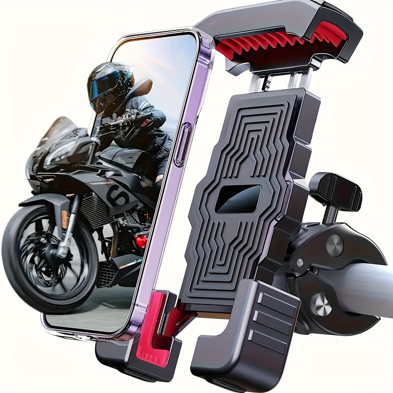 

Shockproof Motorcycle Phone Mount, Silicone Material, Universal Handlebar Cell Phone Holder For Motorbike, Electric Bike, And Bicycle - & Adjustable Clamp For Vibration-free