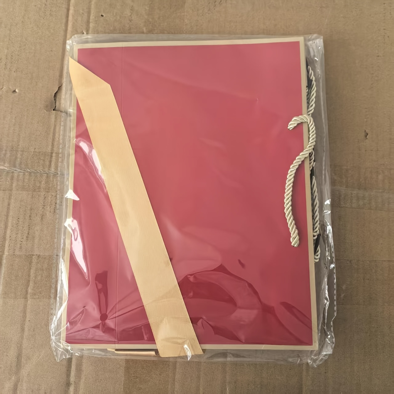 TEMU 6pcs Set: 3 Large Wine Red Gift Bags + 3 Ribbons. , Lightweight, And Foldable Shopping Tote Gift Bags, Gift Exchange Bags, Paper Welcome Gift