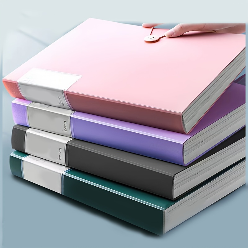 

Buckle Design A4 Pocket Folder With 60 Insert Pockets - Pp Material For Easy Storage And Organization