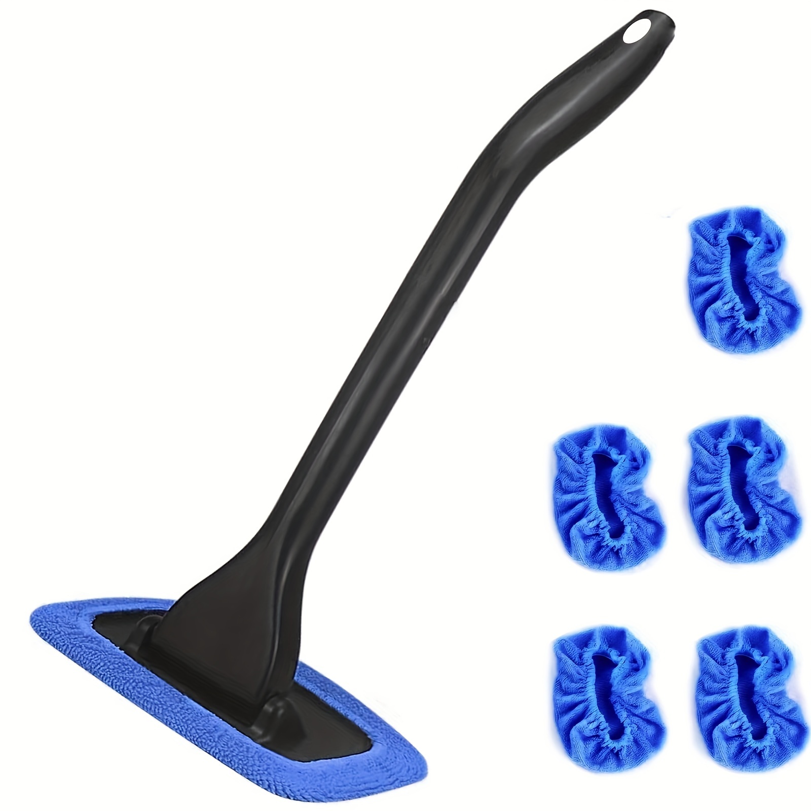 6pcs-windshield Cleaning Tool Windshield Cleaning Wand Auto Window Cleaner With 5pcs Reusable Cloth Pads For Car Interior, Washing Brushes For Cleaning Dirt And From Windscreen (blue)