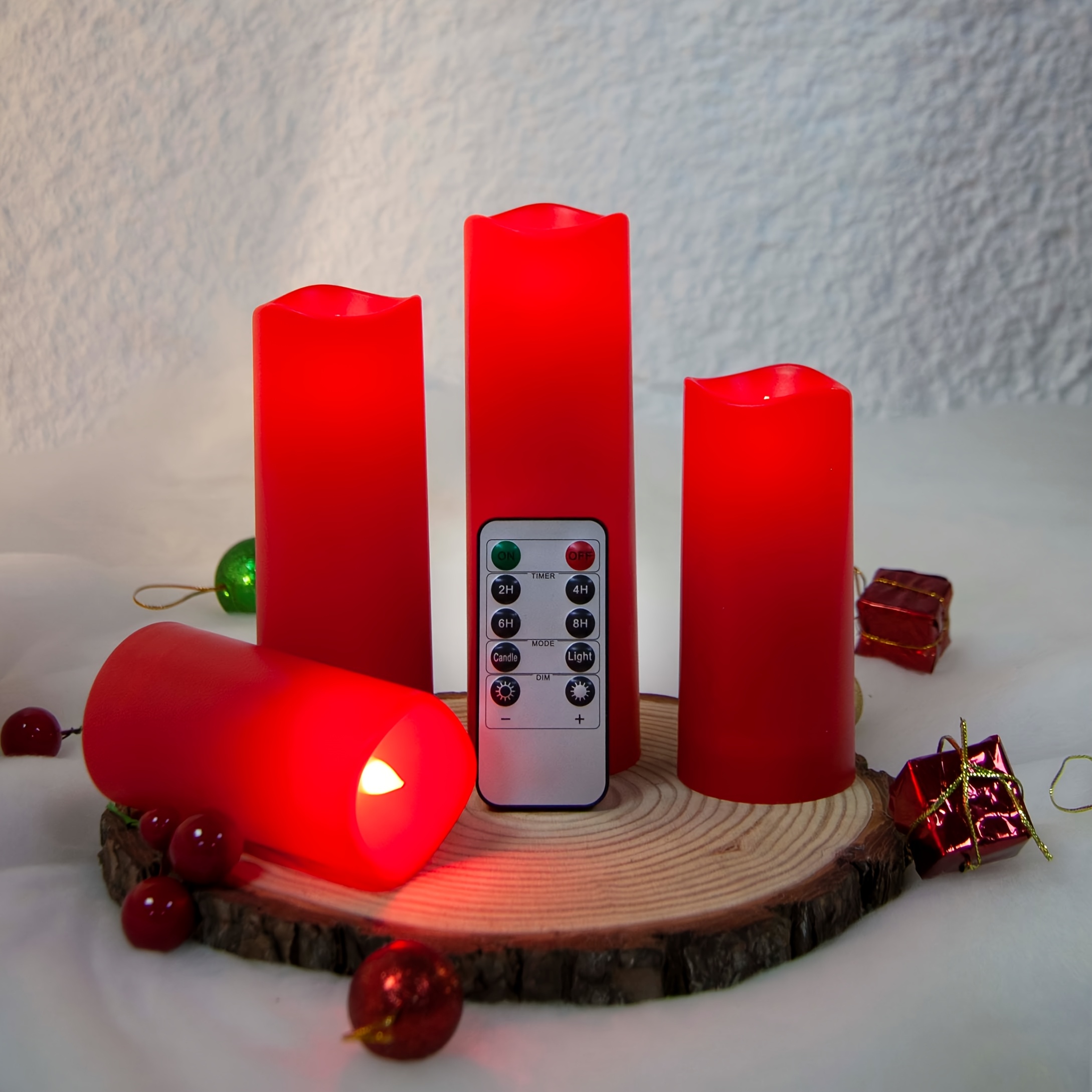 4 st. lösa röda ljus med timer batteridrivna ljus med - Temu Sweden