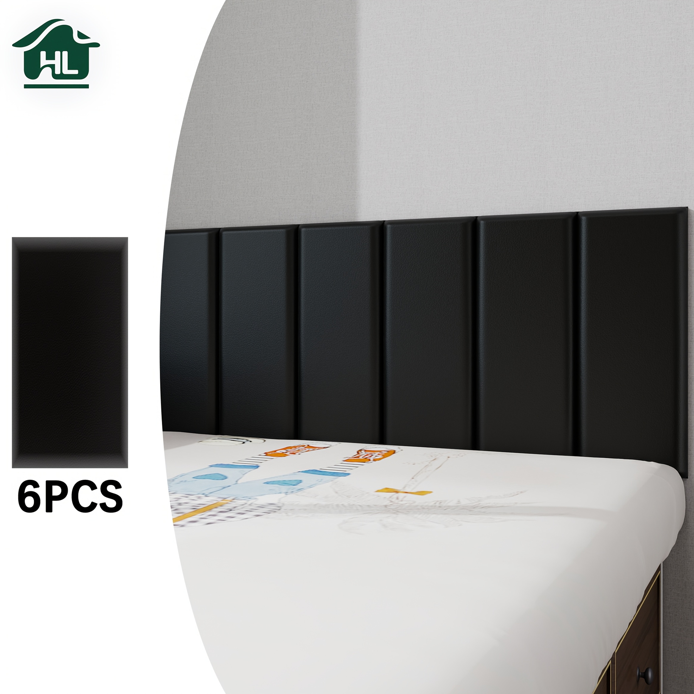 6pcs Monochrome/Color-Block Combination 3D Self-Adhesive Headboard, Faux Leather Surface with a Premium Feel, Inner Vinyl Foam Sponge for Softness and Comfort, No Drilling Required, Peel-and-Stick, Removable, Waterproof, Easy to Clean