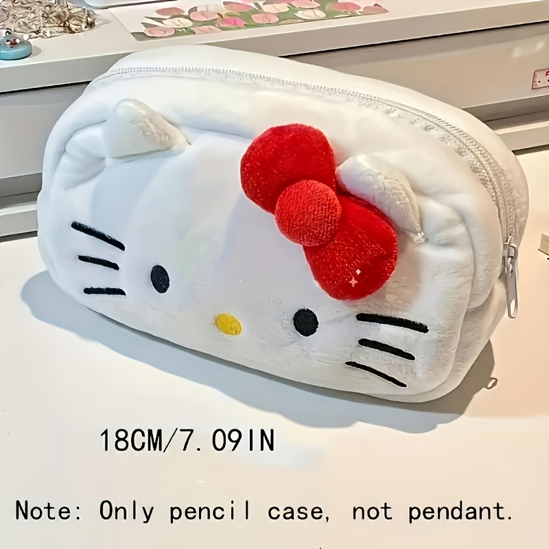 Sanrio Hello Kitty Large Pencil Case - a Stylish Canvas Stationery Storage Bag with a Zipper, Multifunctional for Coins And Cosmetics, Suitable for School And Office Supplies.