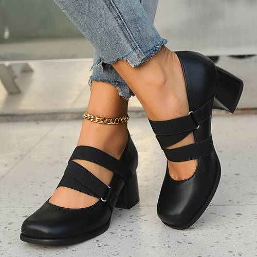 chunky heel square toe high heel single shoes comfortable casual work professional daily block slip resistant shoes women shoes