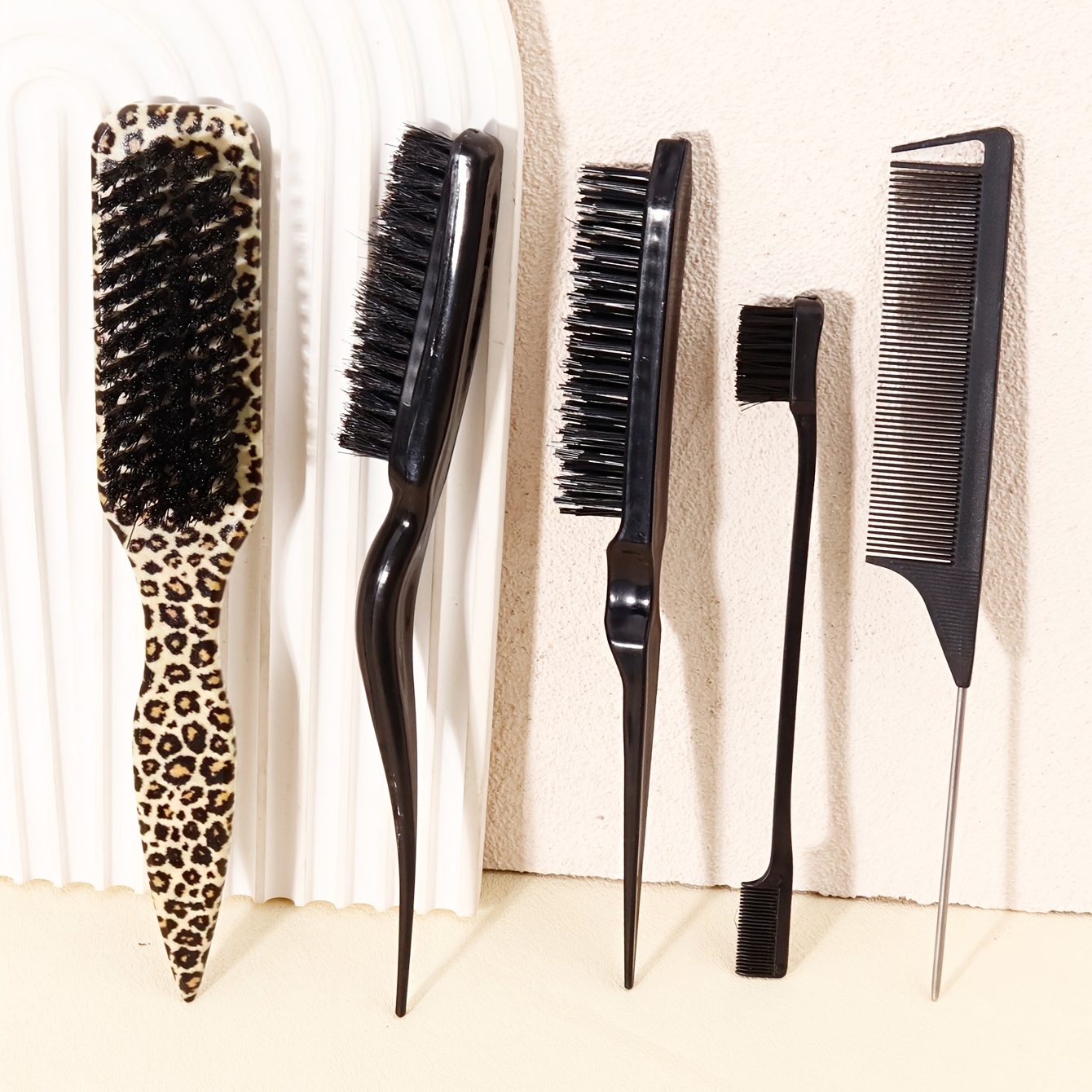 5pcs professional hair comb set unisex edge control hair styling accessory suitable for back combing smoothing and finishing suitable for all hair types designed specifically for smooth beard and hair care