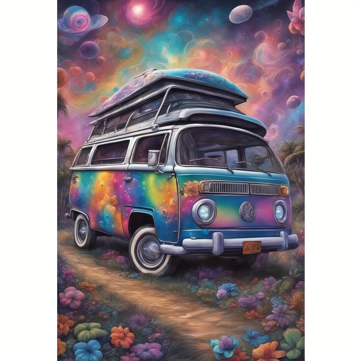 

1pc Vintage Bus Car Pattern Rhinestone Painting Set, Holiday Gifts, Perfect For Wall Decor Art In Home And Office Area, Suitable For Gifts For Relatives And Friends. No Frame (20x30cm/7.87x11.8inch)