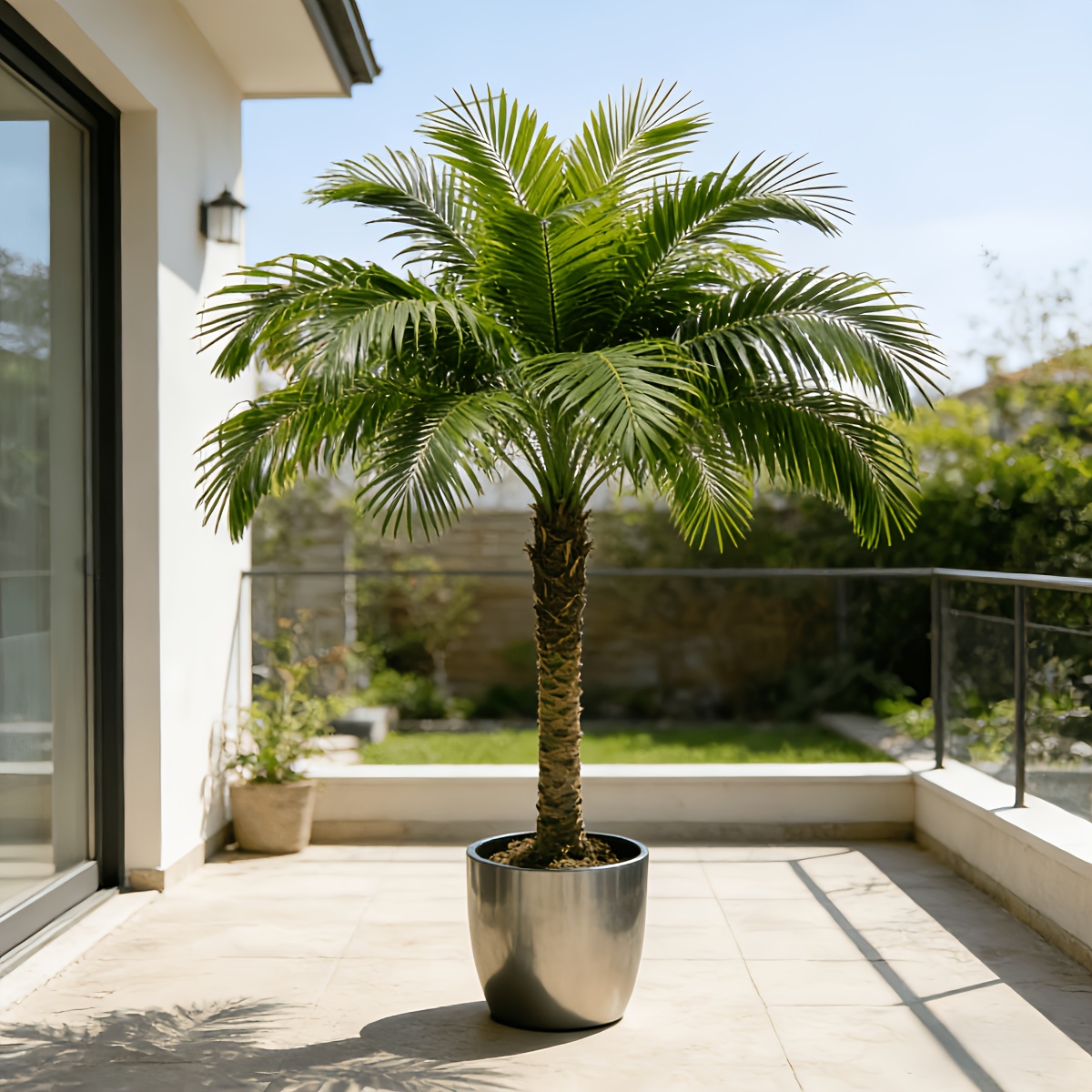 1 Extra Large Artificial Palm Tree Green Plant - Modern Wedding Garden Decoration, Maintenance-Free Evergreen Artificial Plant | Evergreen Potted Plant, Home Office Large Leaf Decorative Tree, Courtyard Nordic Style Artificial Tree