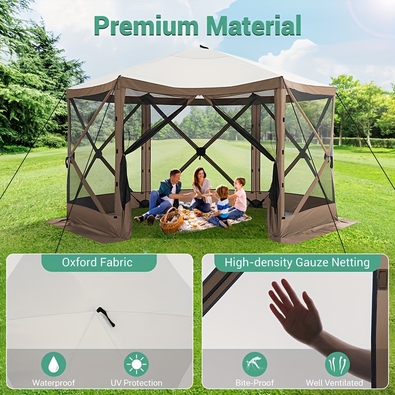 

Tooluck 12 X 12 Ft Pop Up , Camping , Pop-up Canopy Shelter Ten Portable 8 Personl, Screen Tent For Camping And Backyard Activities