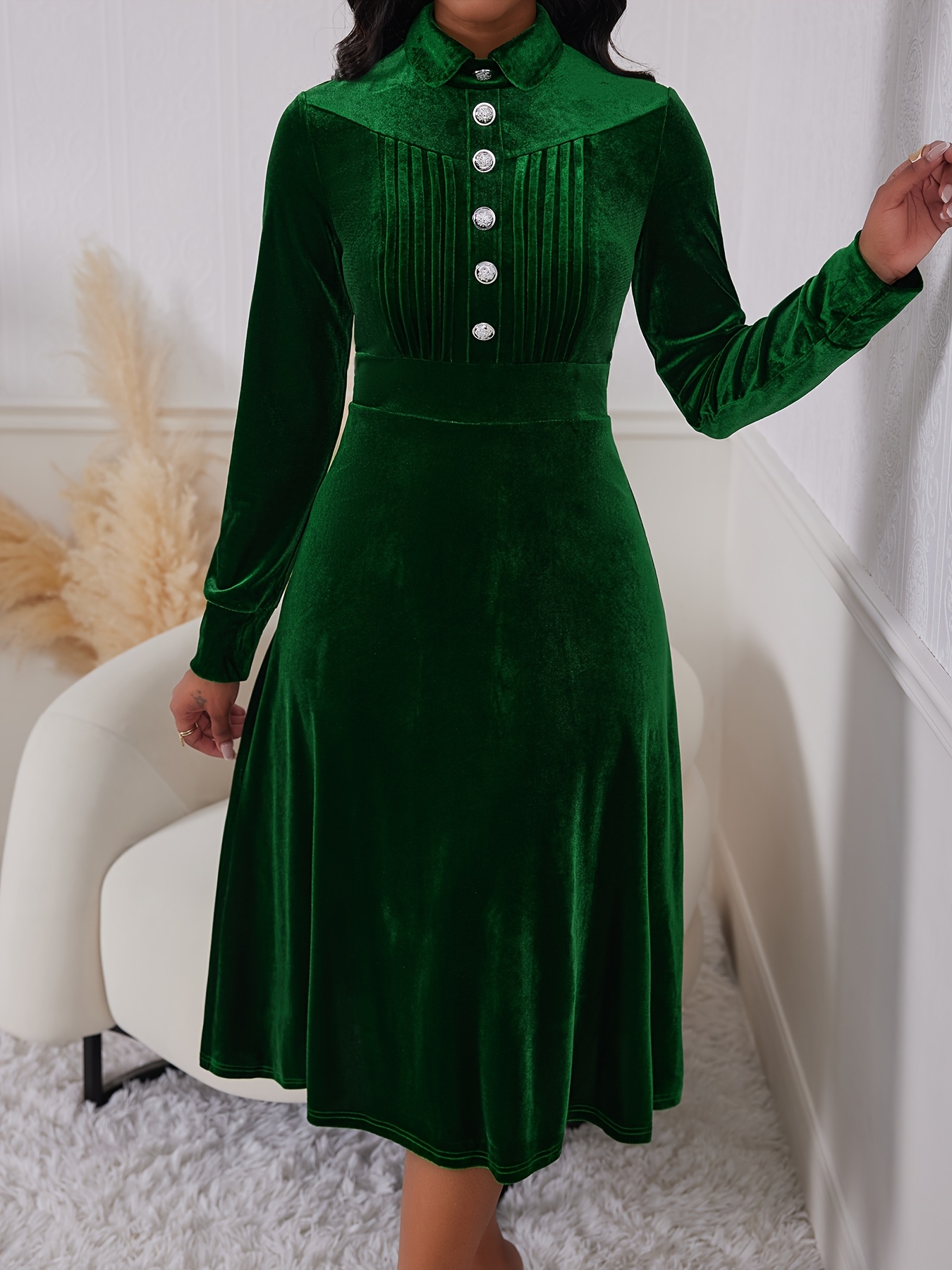 green velvet dress sold on Temu United States