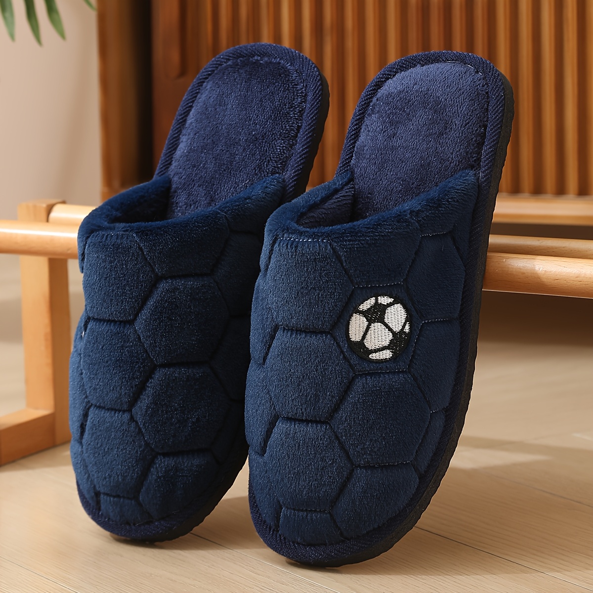 TEMU Men's Slippers, Autumn Winter Men's Thick Sole Non-slip Home Warm Indoor Outdoor Slippers Unisex Couple Slippers