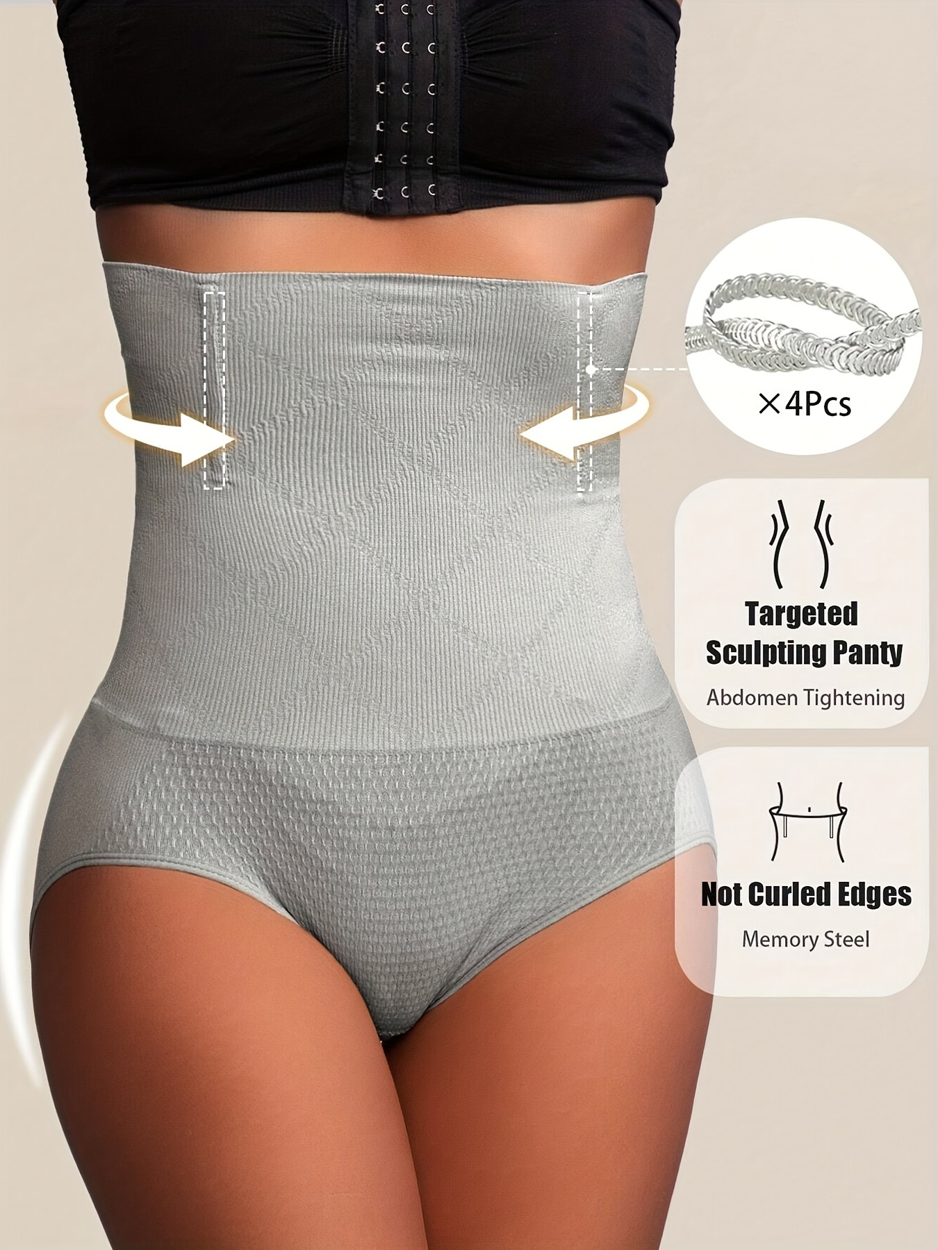 1pc Women'S High-Waist Postpartum Shapewear Briefs, Seamless Nylon Knit Fabric, Solid Color, Tummy Control & Butt Lifting, Slimming Body Shaper Panties